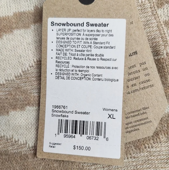 PrAna Snowbound Sweater NWT size XL tan beige recycled wool - Picture 7 of 14